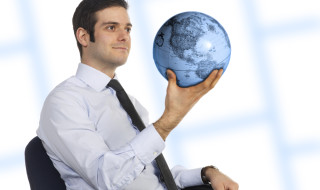 a man holding the globe